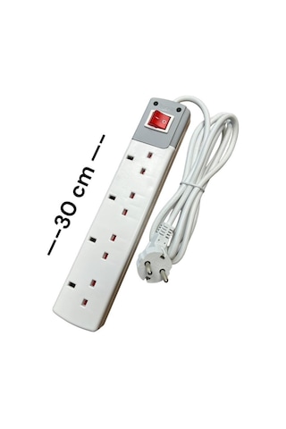 De-pa İngiliz Tipi Grup Priz 4'lü 3 Metre Kablolu Anahtarlı 41403