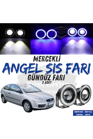 Ford Focus 2 2004-2008 Uyumlu Üniversal Mercekli Angel Sis Farı Metal Su Geçirmez 76 Mm Mavi H Gündüz Farı Angel Sis Farı 57986749