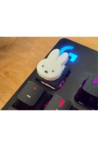 2 Adet Miffy Minimalist Beyaz Tavşan Kafası Şeklinde Sevimli Mekanik Klavye Tuşu Aksesuar