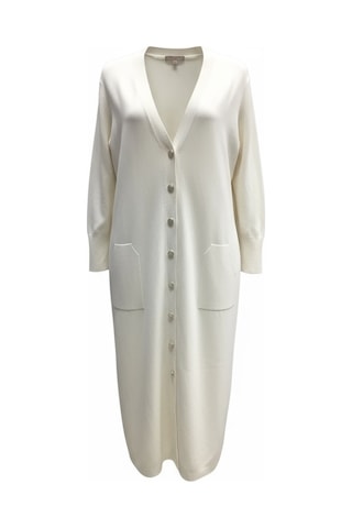 Kadın Önü Düğmeli V Yaka Cepli Mevsimlik Hırka Krem