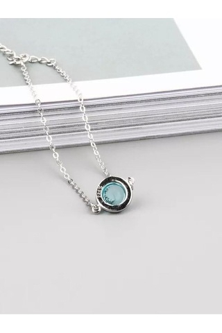 925 Ayar Gümüş Kristal Mavi Taşlı Balık Kuyruğu Bileklik Gümüş