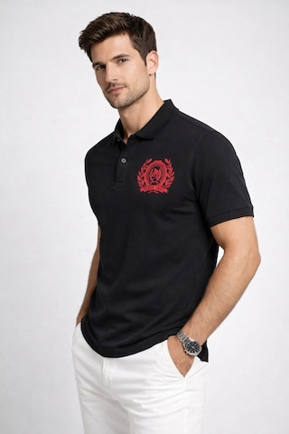 U.S. Polo Assn. Uspa Polo Yaka Baskılı Erkek T-shırt Siyah
