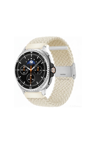 Samsung Galaxy Watch 8 40mm / 44mm / 46mm Classic Uyumlu Metal Clips Kumaş Örgü Akıllı Saat Kordon