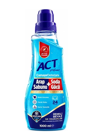 By Act Perfume Act Arap Sabunu + Soda Gücü Çamaşır Deterjanı 1000 Ml 24 Yıkama Renkli & Beyazlarda Yoğun Temizlik 1 LT