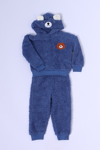 Erkek Bebek Peluş Alt Üst Takım Baskılı D47 Lacivert