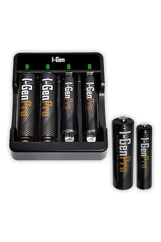 I-Gen G421 4'lü Pil Şarj Aleti + 2 Adet AA Pro 2950 mAh + 2 Adet AAA Pro 1100 mAh Şarjlı Kalem Pilli Set 1.2V Ni-MH