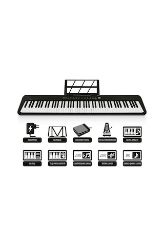 Jwin Jdp-3088 Tuş Hassasiyetli 88 Tuşlu Dijital Piyano - Siyah