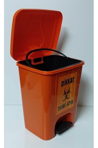 Tıbbi Atık Kovası 25 Lt Köşeli Pedallı