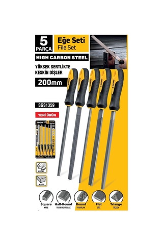 Sgs1359 - 5 Parça Düz Üçgen Yuvarlak Kare Eğe Seti Takımı