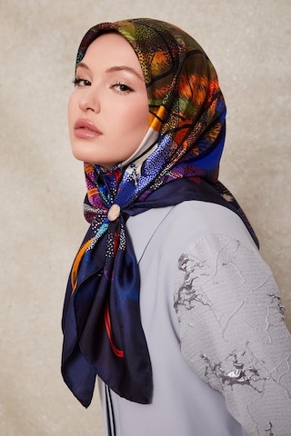 Levidor Karmaşık Desen Twill İpek Eşarp-0915 Lacivert