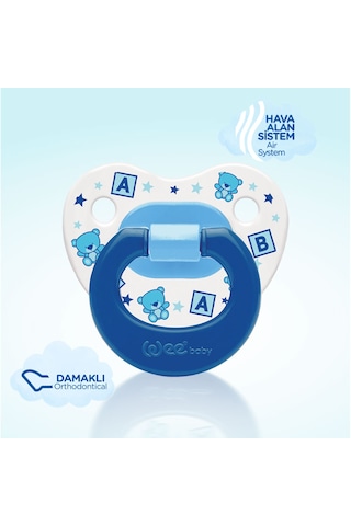 Wee Baby Desenli Damaklı Emzik No:2 Emzik Mavi 6-18 Ay