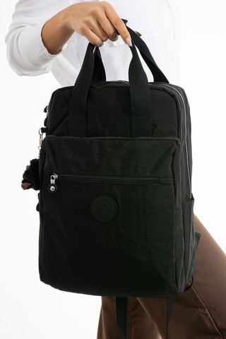 Sanmorris Unisex Suya Dayanıklı Krinkıl Kumaş Çok Gözlü Büyük Boy Renkli Laptop Okul Ve Sırt Çantası Siyah 3014 Siyah