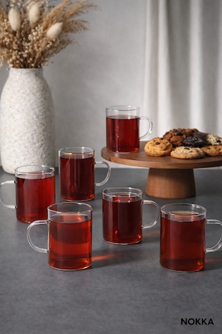6 Lı Borosilikat Cam Kupa Bardak Isıya Dayanıklı Şeffaf Cam Çay & Kahve Bardağı 8,5 Cm X 6 Cm Renksiz