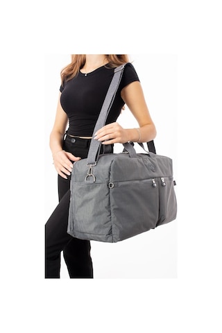Seyehat Spor Çantası Kabin Boy Valiz 45 35 Cm Omuz Ve Çapraz Askılı Hafif Klinkır Çanta Su İtici Gri