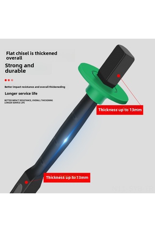 Symbee Endüstriyel Sınıf Krom Vanadyum Çelik Blokta Dikme: Seramik, Taş Kesim İçin Sert Malzeme Uygulamalı, 6" Siyah Oksitlenmiş Düz Uçlu El Aleti