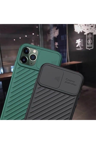 Ally Apple Uyumlu iPhone 11 Pro 5.8 Kilif Kamera Kapatan Koruyucu Sürgülü Kil 143905139 - Renk / Yesil