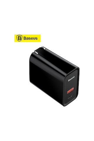 Xiyyadms Baseus 30w Hızlı Şarj Cihazı, Usb+type-c Çift Port, Pd3.0/qc3.0 Desteği, 100-240v, Katlanabilir Şarj Aleti, Siyah