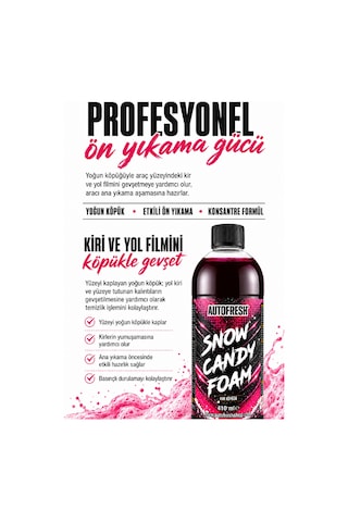 Snow Candy Foam Pembe Renkli Oto Yıkama Köpüğü 410ml Yoğun Köpüklü Konsantre Araç Şampuanı