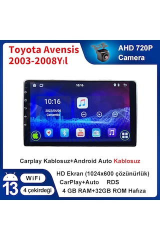 Toyota Avensıs 2003-2008 Yıl 4gb Ram 32gb Rom Carplay Multimedya
