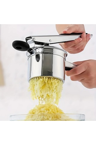 Honeybeeshop 1 Adet Siyah Paslanmaz Çelik Manuel Patates Ezici Kaymaz Saplı Patates Püresi Meyve Havuç Presi