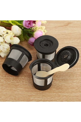 Ruicoo Yeniden Kullanılabilir Keurig K50&k55 Kahve Makineleri İçin 3'lü Paslanmaz Çelik Filtre Pod Seti Siyah