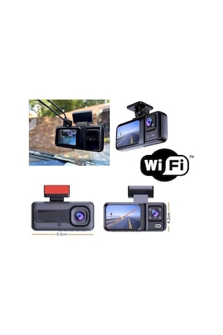 Araç Kamerası - 3 Kameralı Wifi Ön , İç Ve Arka Full Hd Dvr Araç