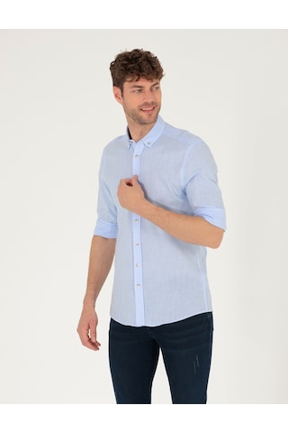 Pierre Cardin Erkek Açık Mavi Desenli Gömlek 50268183-vr003 Açık Mavi