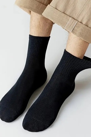 6 Çift Siyah Soket Çorap Seti Pamuklu Yazlık Kışlık Unisex Çorap Seti Siyah