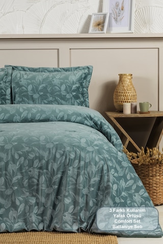 Elart Stella Comfort Uyku Seti Yatak Örtüsü Çift Kişilik 3 Parça 220x240 Cm Yeşil Yeşil