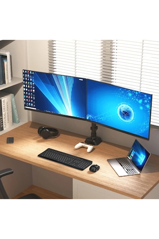 Çift Kol Ayarlanabilir Monitör Tutucu Stand 14''-32'' Lcd/led Vesa Uyumlu Monitör Ayağı