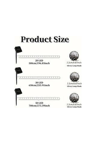 Fastbuy Türkoshop11 20 Led Metal Küre Sıcak Beyaz Bahçe Işıkları, 8 Modlu Ip54, Dayanıklı Dış Mekan Aydınlatma Sıcak Beyaz