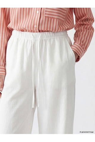 Lcw Modest Beyaz Beli Lastikli Keten Karışımlı Kadın Pantolon