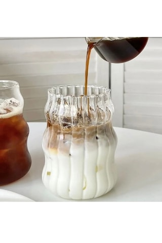 2 Li Isıya Dayanıklı Borosilikat Cam Uzun Bardak Kahve Ve Sunum