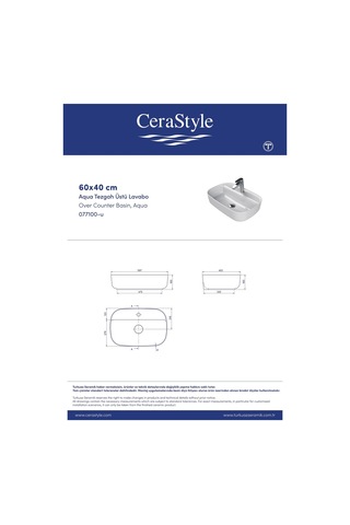 Turkuaz Cerastyle Aqua Tezgahüstü Mat Gri Lavabo 60 40 Cm