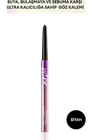 Pürüzsüz Çizim Sağlayan İnce Tasarımlı , Suya Dayanıklı Göz Kalemi Thin Pencil Liner (Dark Black)