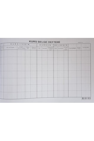 Kurs Belge Kayıt Defteri Cilt Kapak
