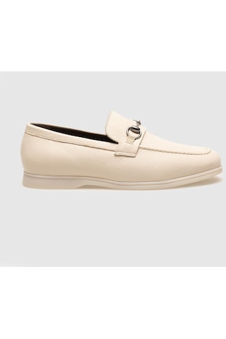Cabani Hakiki Deri Bej Tokalı Erkek Loafer - 40