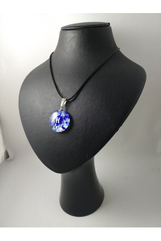 Cam Harf Kolye – Handmade El Yapimi Murano– (H) Harfi Modeli Gümüş