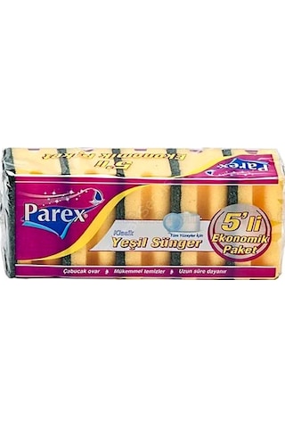 Parex Eko Klasik Yeşil Tırnak Koruyucu Bulaşık Süngeri 5 Adet