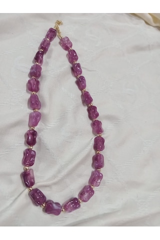 Mor Kesmeşeker Desenli Kolye Mor