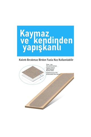 Halifleks Yapışkan Tabanlı Merdiven Basamak Paspası Rip Halı Kaymaz Tabanlı - Sütlü Kahve Sütlü Kahve
