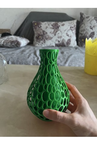 Northcity 3d Baskı Petek Dokulu Vazo - Delikli Dekoratif Vazo-yeşil Açık Yeşil