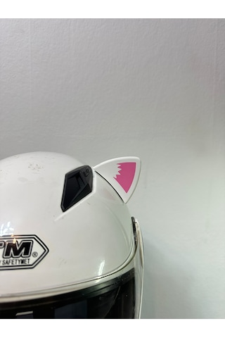 Motor & Motosiklet Pembe Desenli Kedi Kulak Kask Dış Aksesuarı Diğer