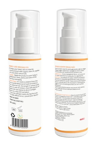 Bebek Bakım Ve Masaj Yağı Organik - Doğal İçerik 50ml