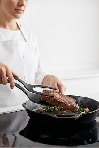 Yanmaz Yapışmaz 220 Derece Dayanıklı Teflon Maşalı Spatula - Spatula Servis Kepçesi Siyah