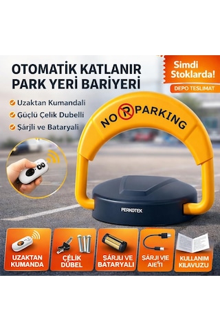 Perkotek Uzaktan Kumandalı Otomatik Park Bariyeri Şarjlı, Katlanır, Çelik Dübel Dahil Perkotek Uzaktan Kumandalı Otomatik Park Bariyeri Şarjlı, Katlanır, Çelik Dübel Dahil