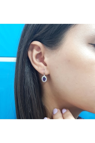 Lova Pırlantalı Oval Ametist Anturaj Küpe - 3030024