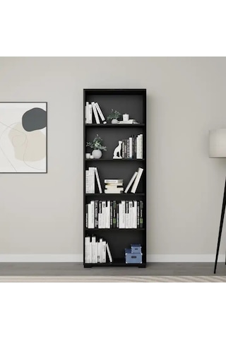 Lucas Serisi Siyah 5 Raflı Kitaplık Siyah