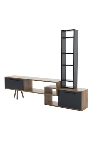 Lagomood Manzara Tv Ünitesi Tv Sehpası Antrasit Ceviz