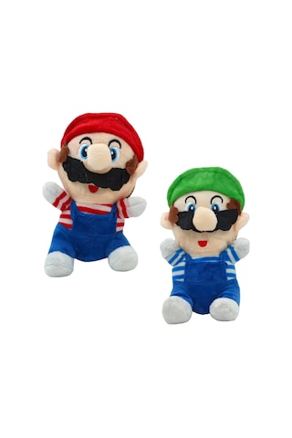 İthal Kumaş Süper Mario Kardeşler Mario Luigi 2'li Set Figür Peluş Oyuncak Uyku Oyun Arkadaşı 20 Cm.
